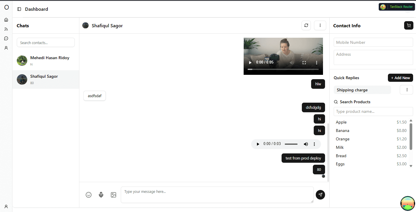 Real-Time Chat Dashboard – WhatsApp-Like UI interface preview