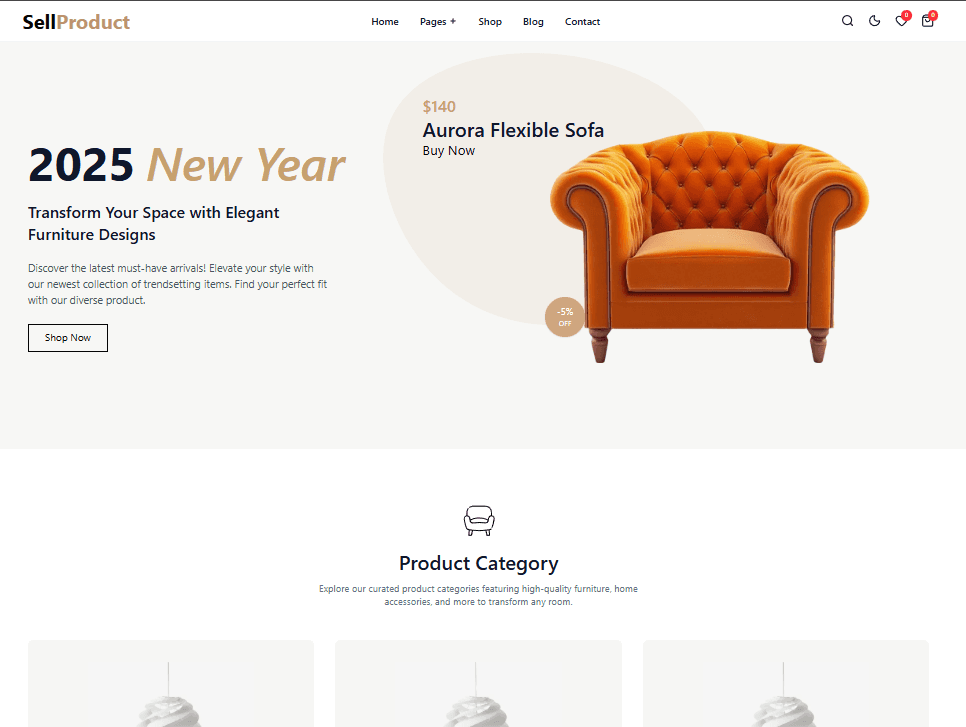 SellProduct – Premium Furniture Store Frontend interface preview